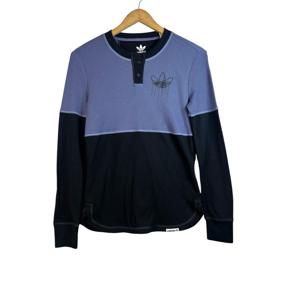 Adidas Women’s Blue Black Thermal Long Sleeve Shirt Size S Sample